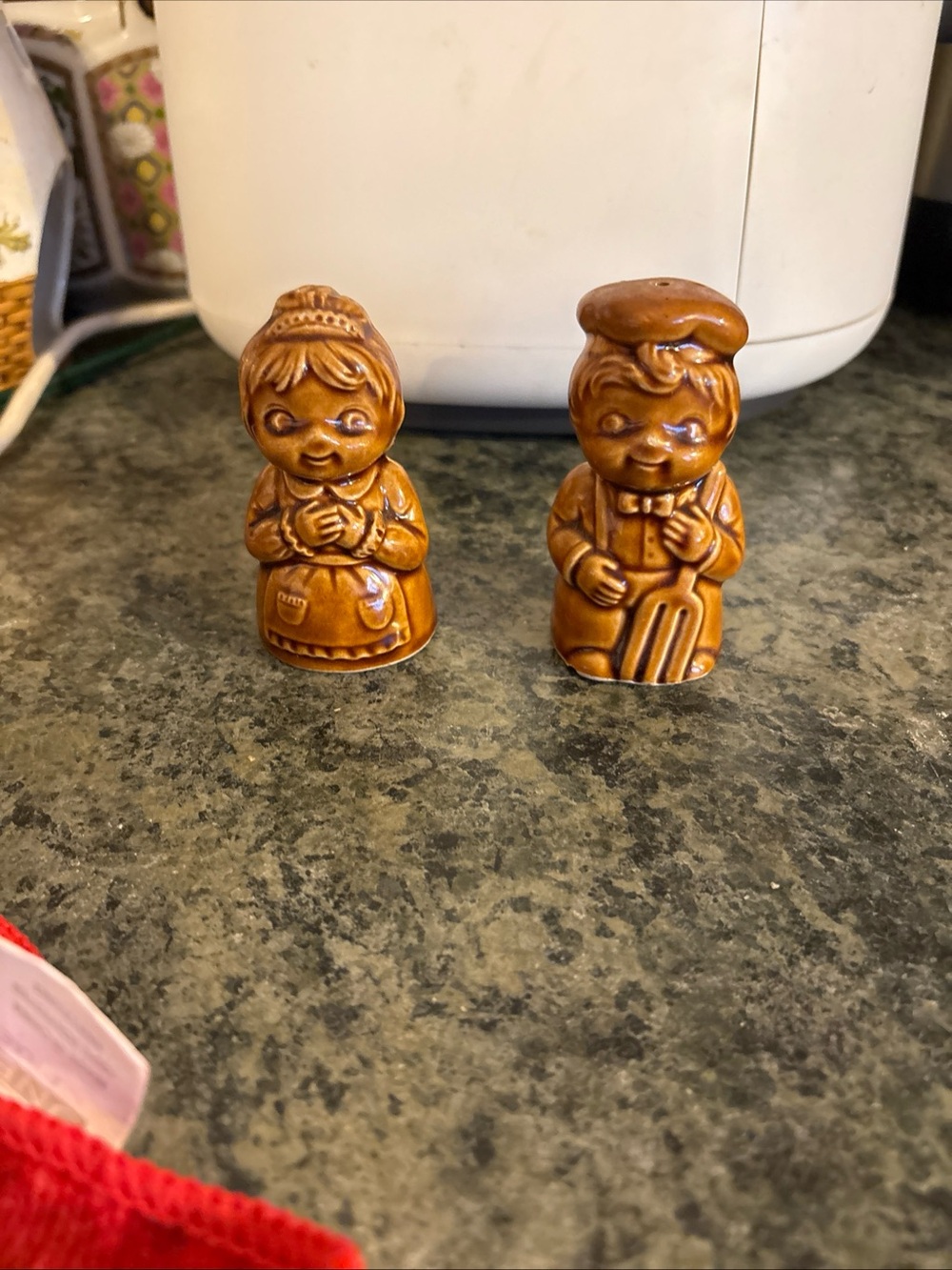 Brown Ceramic Boy and Girl Salt and Pepper Shaker Set - Home Accents